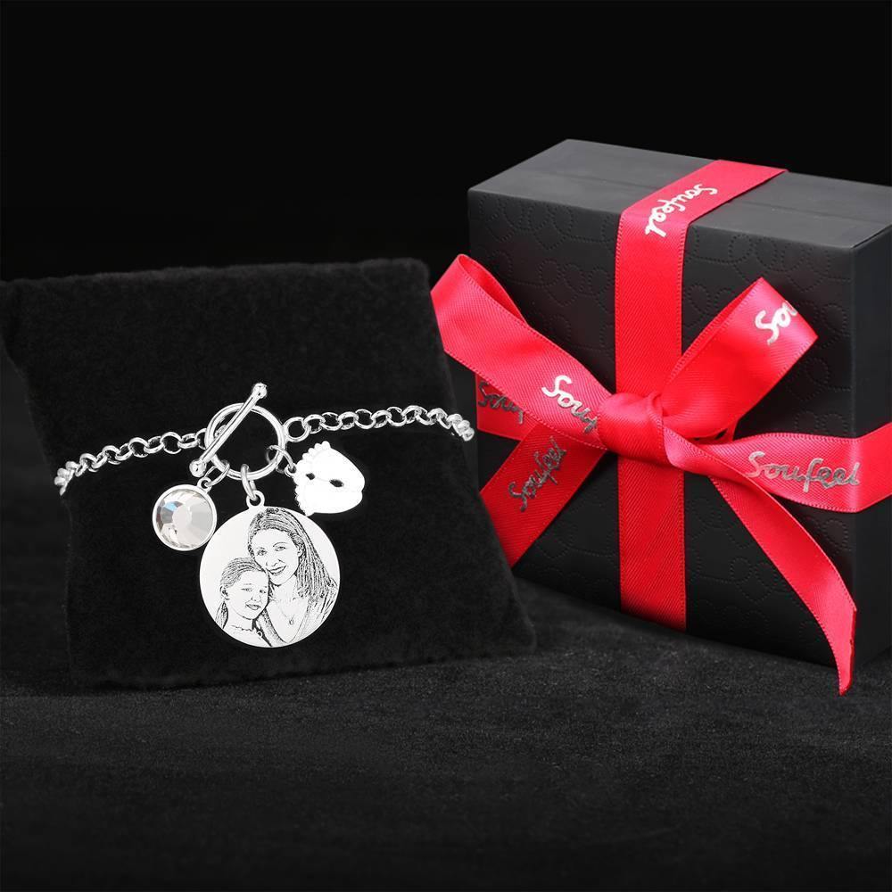 Women's Photo Engraved Tag Bracelet with Engraving Silver - 