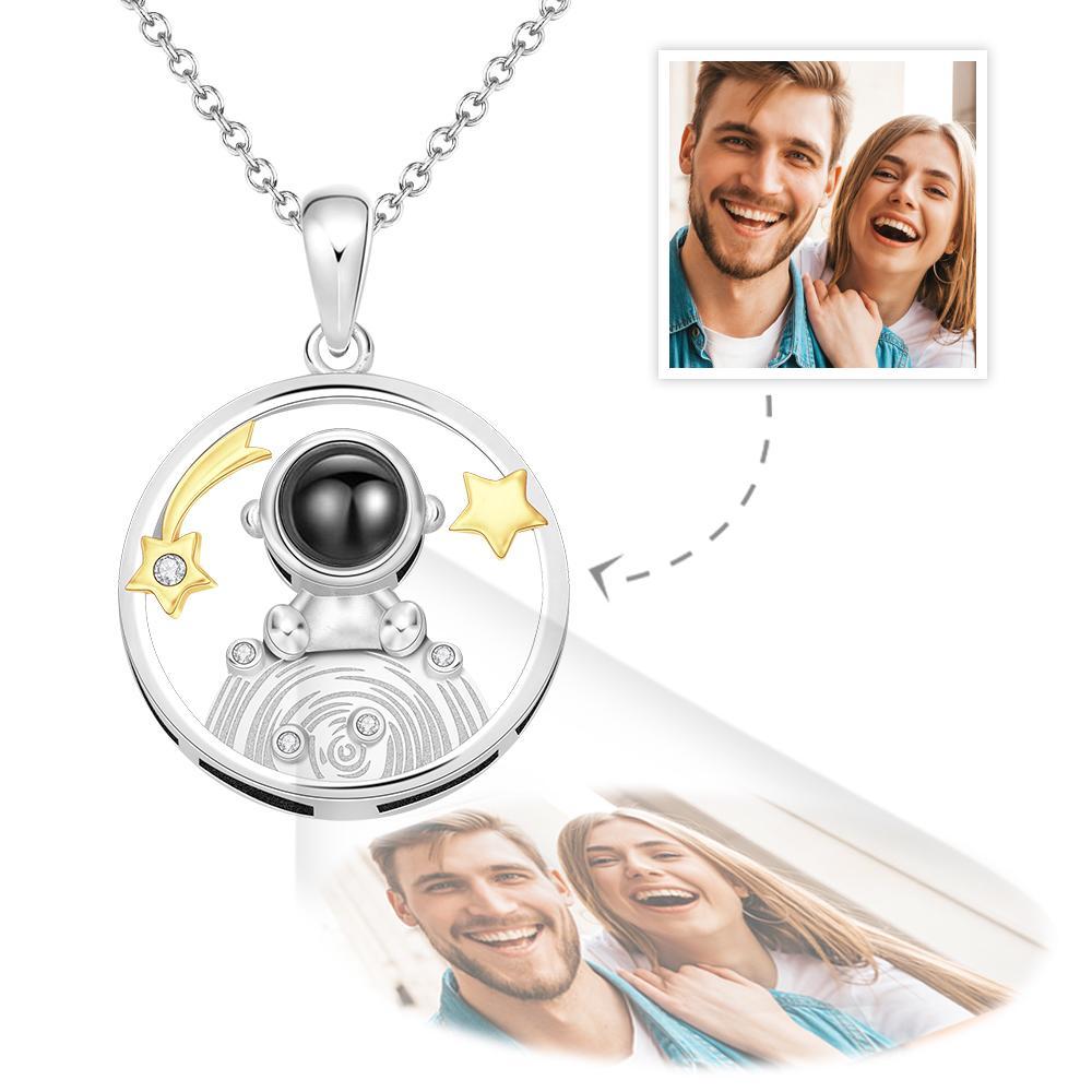 Custom Photo Projection Necklace Astronaut Pendant Necklace Romantic Gift - soufeelmy