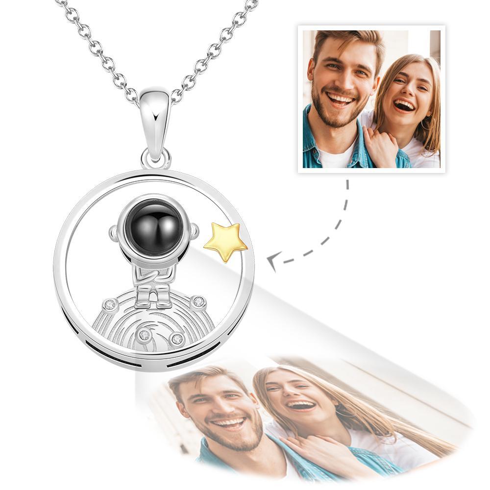 Custom Photo Projection Necklace Astronaut Pendant Necklace Romantic Gift - soufeelmy