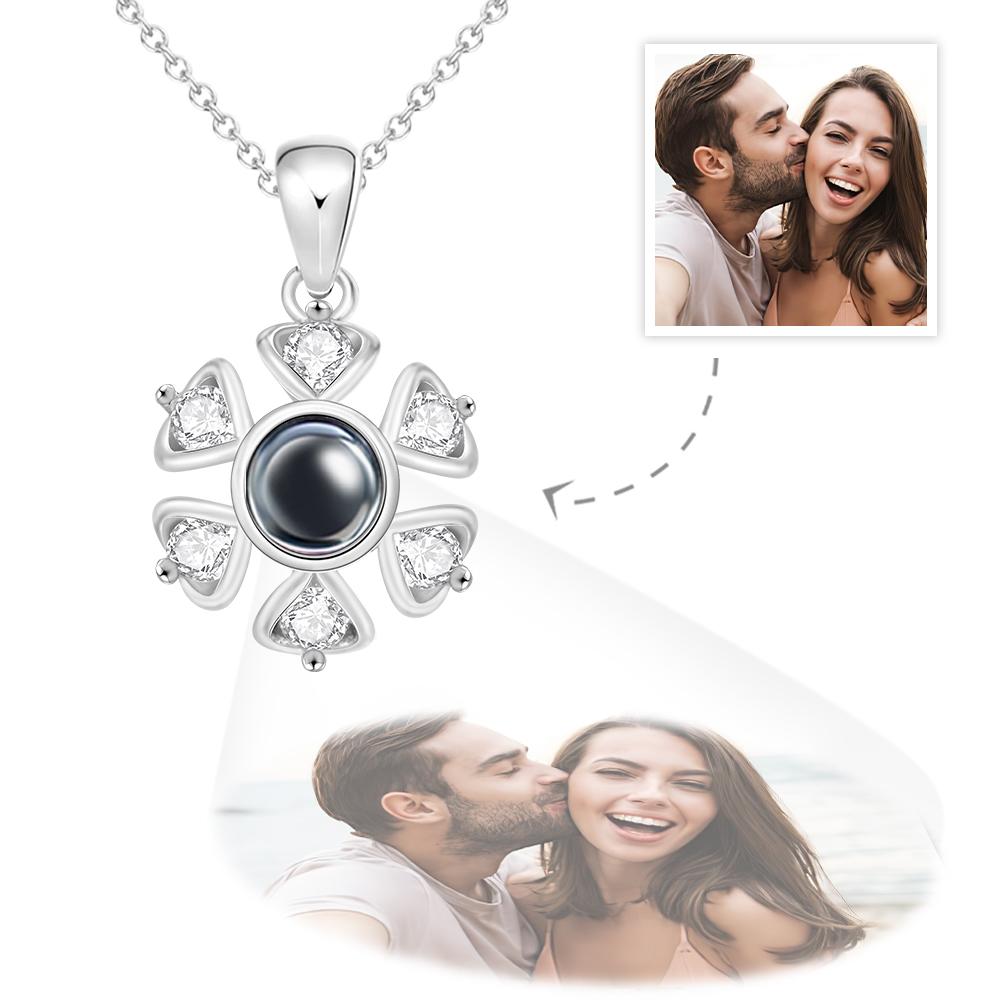 Custom Photo Projection Necklace Personalized Sunflower Photo Necklace Gift for Her - soufeelmy