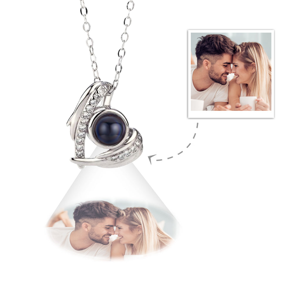 Custom Projection Necklace Feather Angel Wings Photo Necklace for Her - soufeelmy