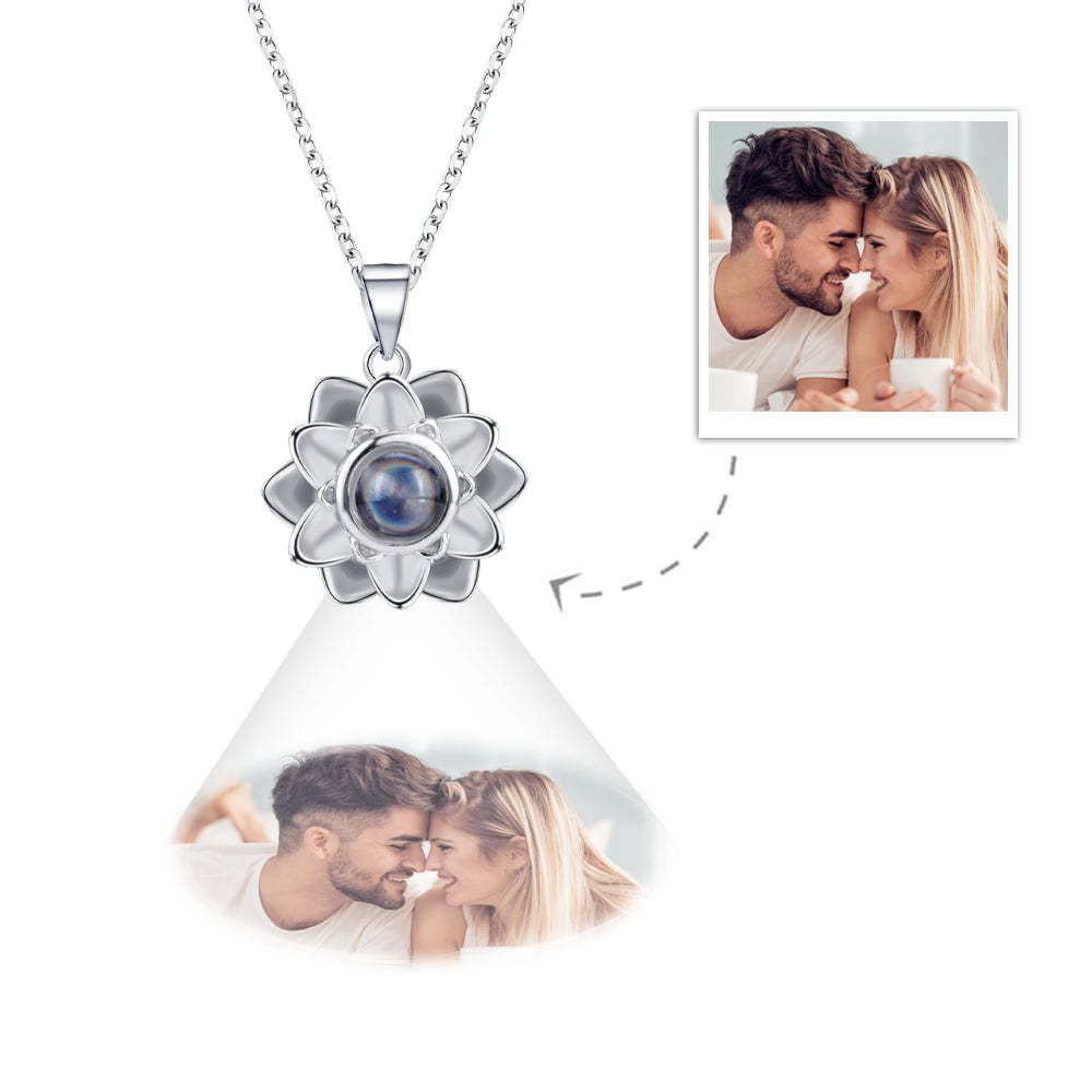 Custom Projection Necklace Lotus Shape Photo Necklace for Her - soufeelmy