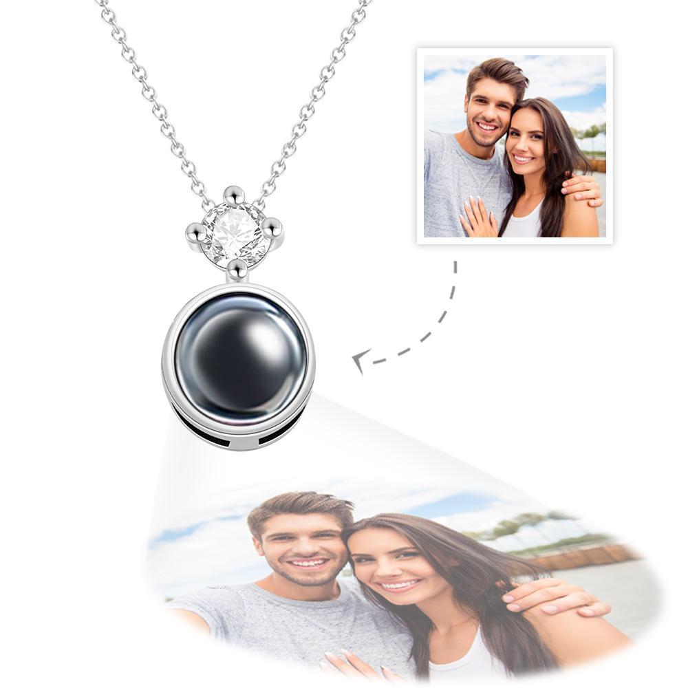Custom Photo Projection Necklace Personalized Round Circle Necklace Gift for Women - soufeelmy