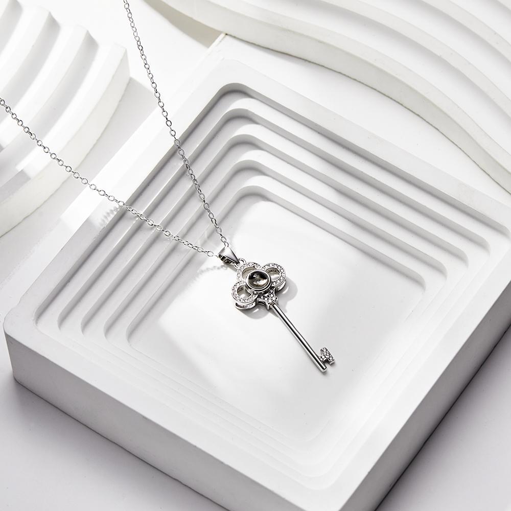 Custom Photo Projection Necklace Creative Key Necklace Birthday Gift - soufeelmy