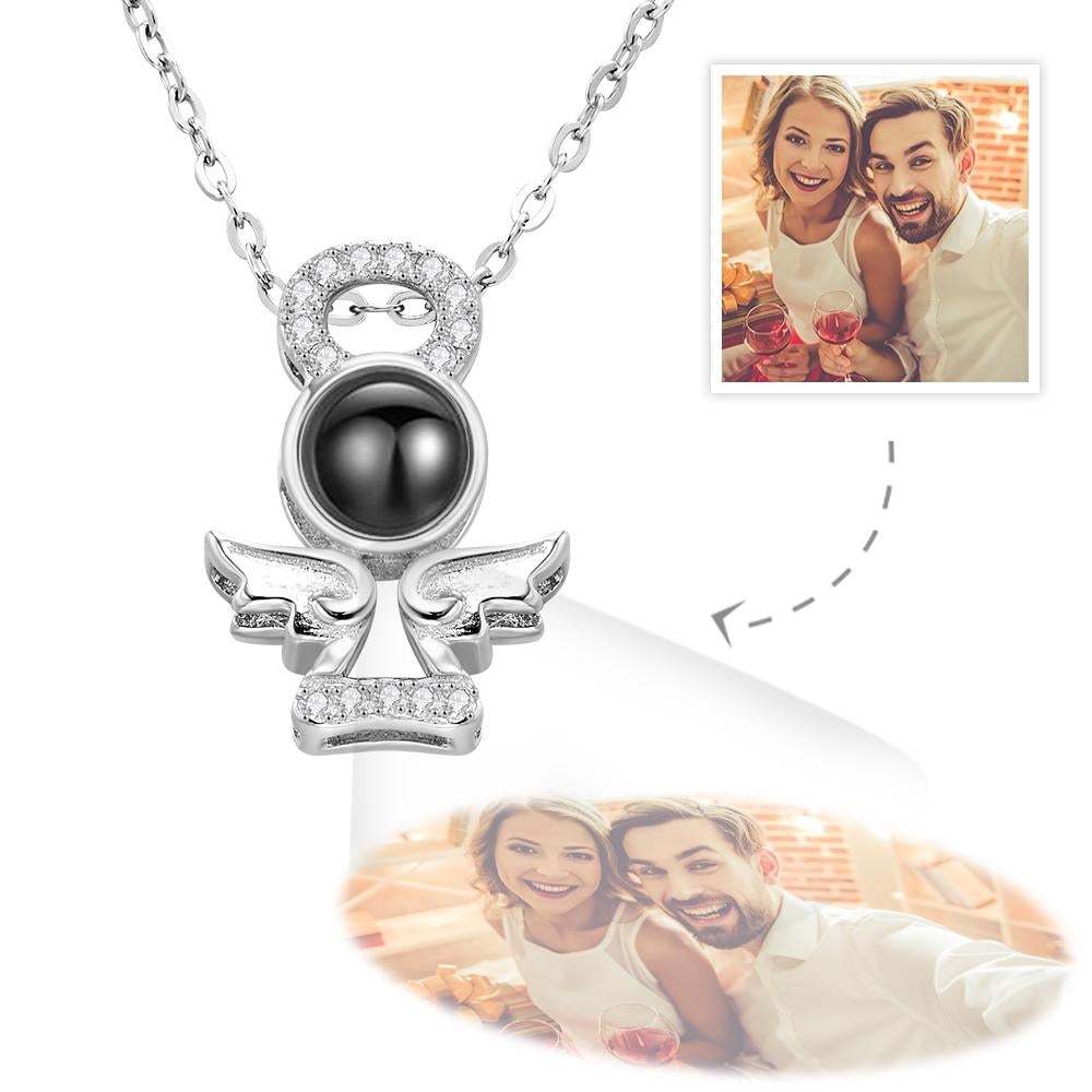 Custom Photo Projection Necklace Personalized Guardian Angel Photo Necklace Unique Gifts