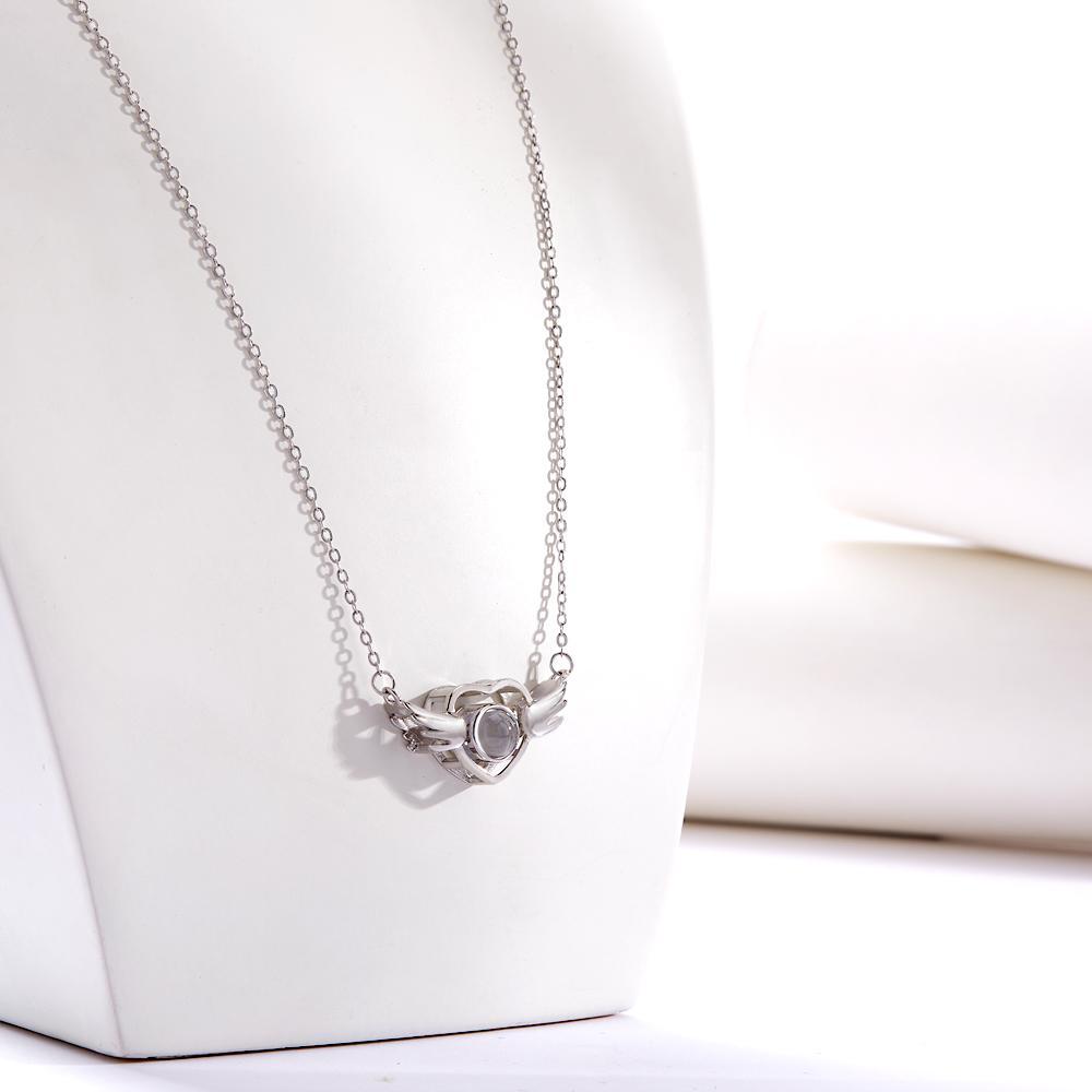 Custom Projection Necklace Photo Love Wings Memorial Gifts -