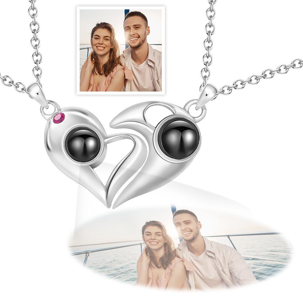 Custom Photo Projection Necklace Couple Matching Heart Gifts - soufeelmy