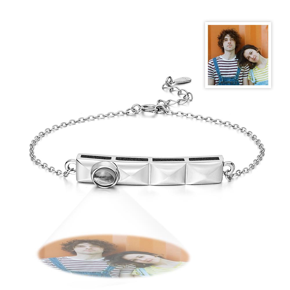 Bar Picture Bracelet Photo Projection Bracelet Custom Photo Bracelet for Men Women Anniversary Gift for Couples - soufeelmy