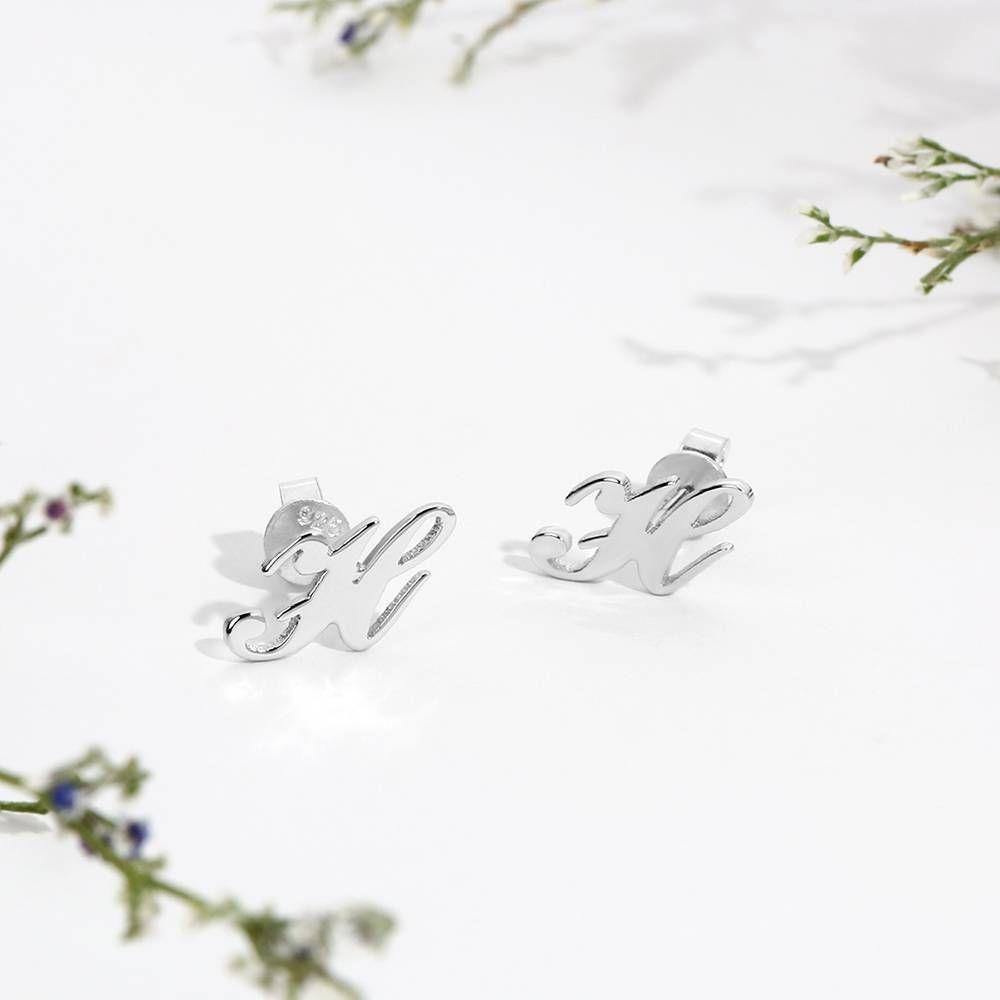 Initial Name Earrings Silver - soufeelus