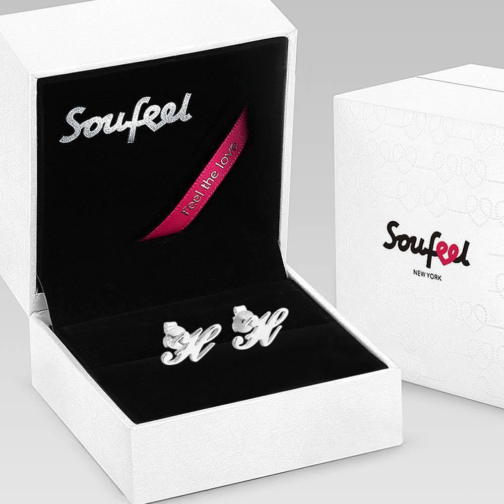 Initial Name Earrings Silver - soufeelus