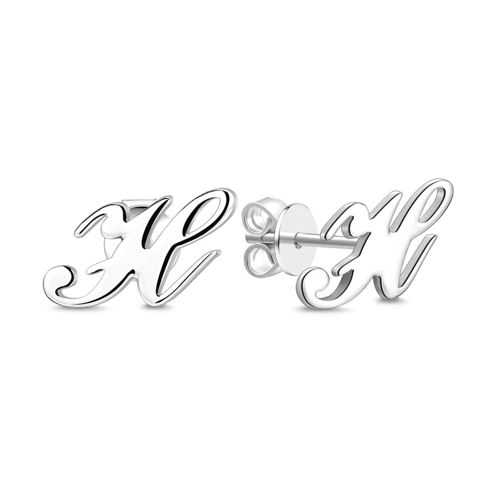 Initial Name Earrings Silver - 