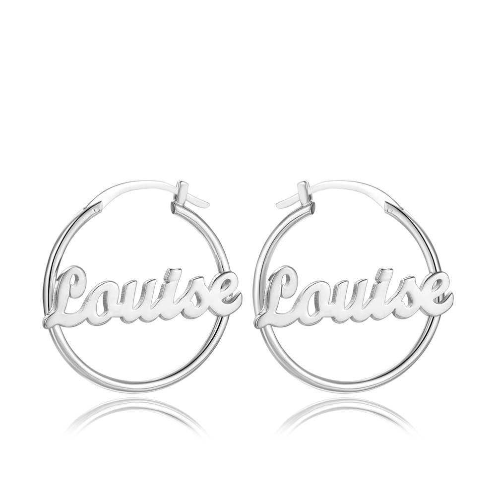 Custom Name Earrings Unique Gift Platinum Plated - Silver - 