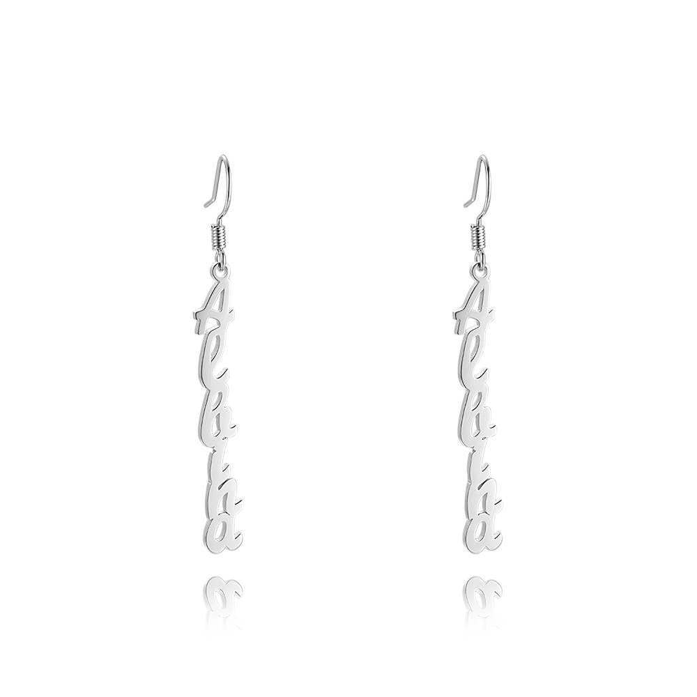Name Earrings, Drop Earrings Silver Classic Style Unique Gift Platinum Plated - 