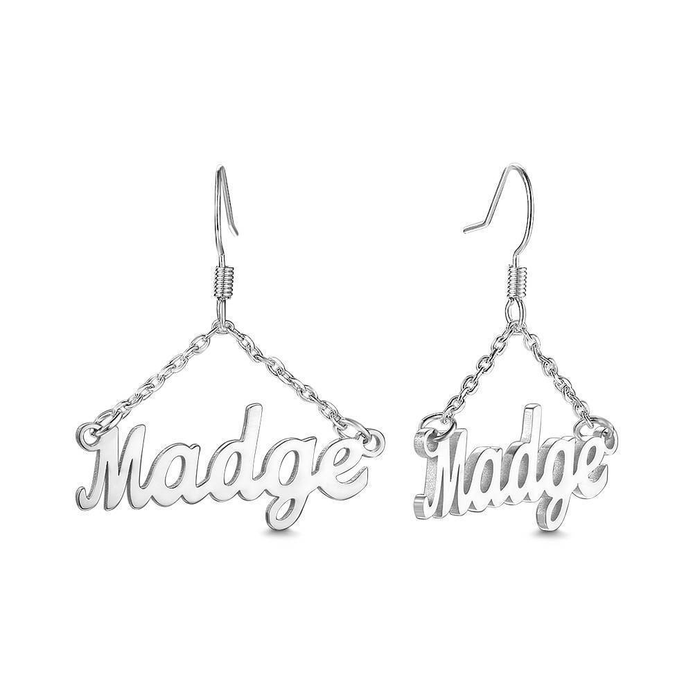 Custom Name Earrings Unique Gift Platinum Plated - 