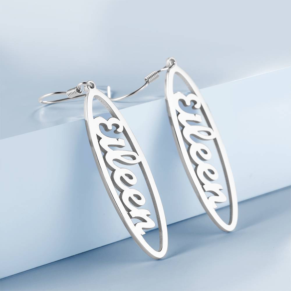 Name Earrings, Drop Earrings Simple Style Silver - 