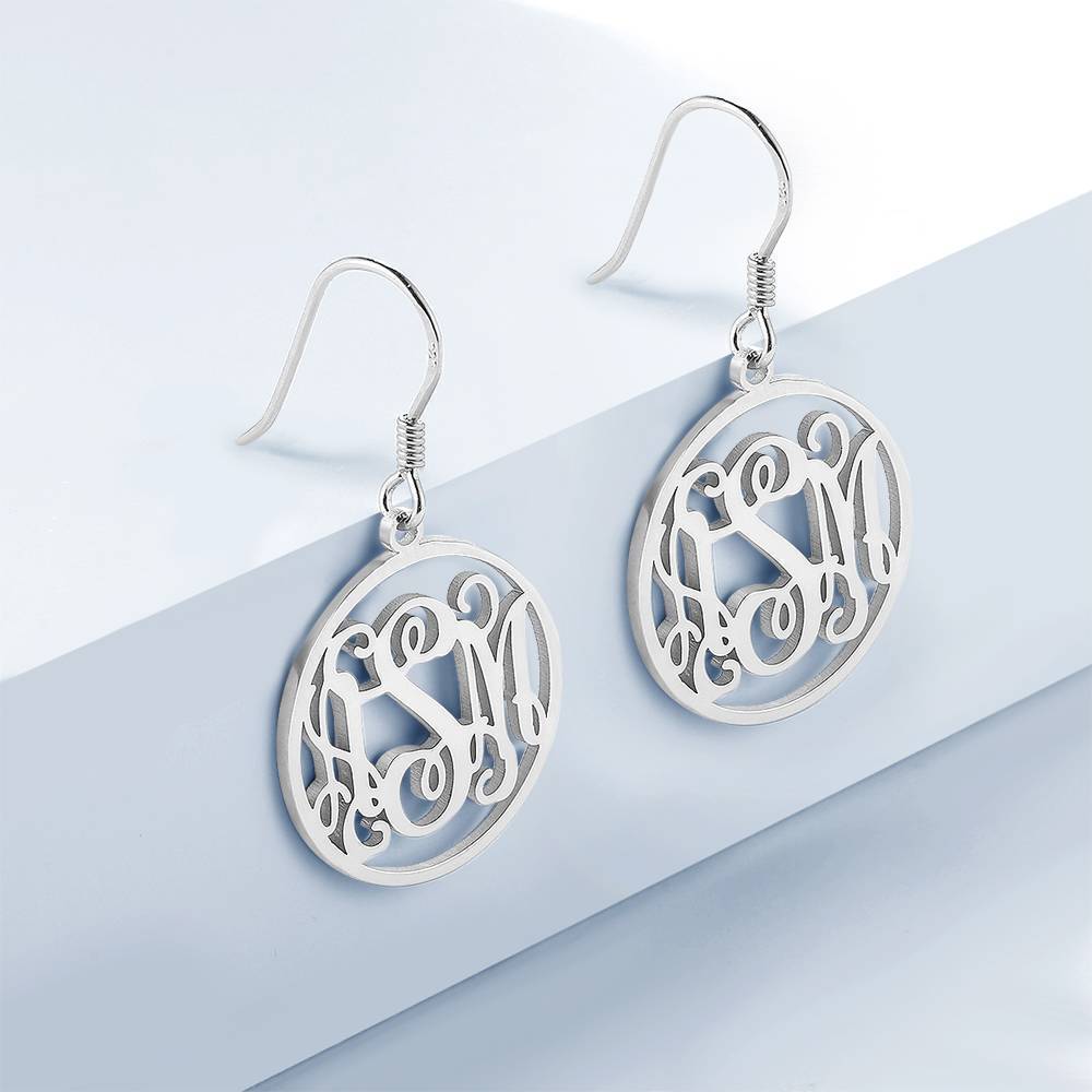 Monogram Earrings, Drop Earrings Elegant Jewellery Silver - 