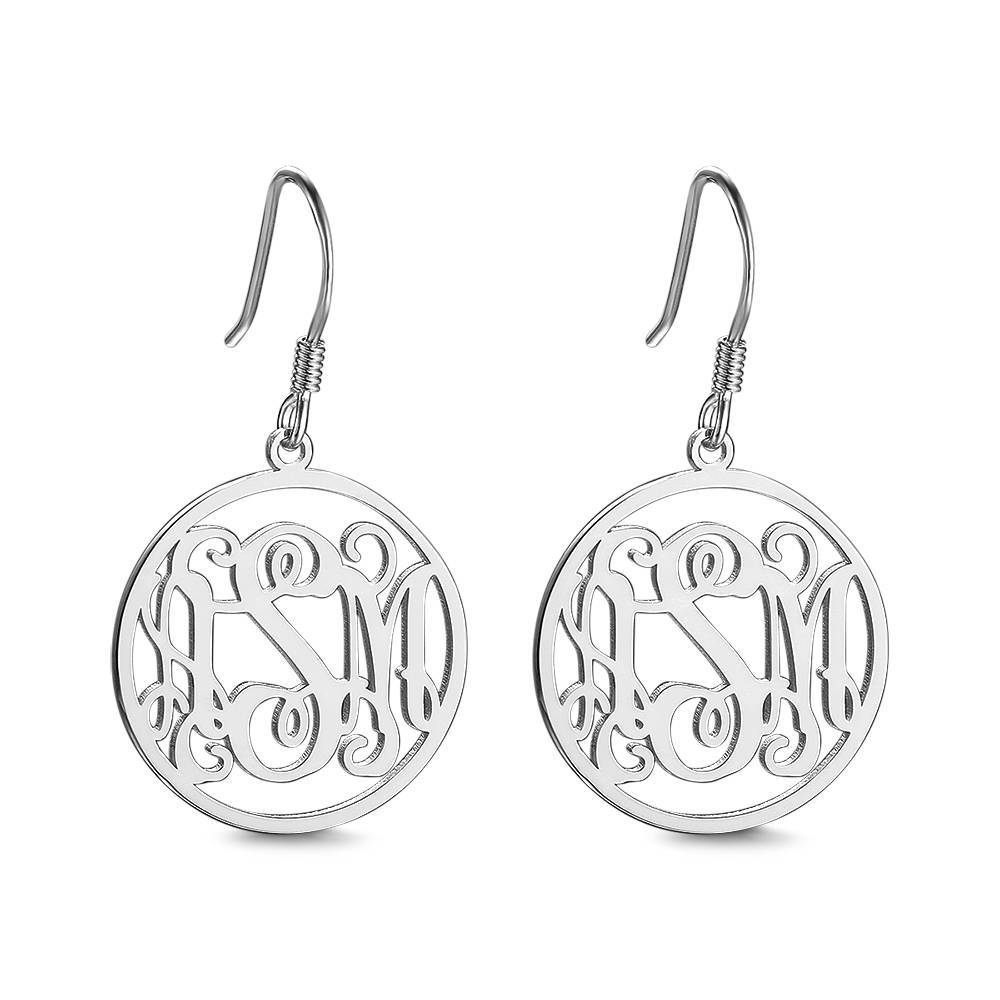 Monogram Earrings, Drop Earrings Elegant Jewellery Silver - 