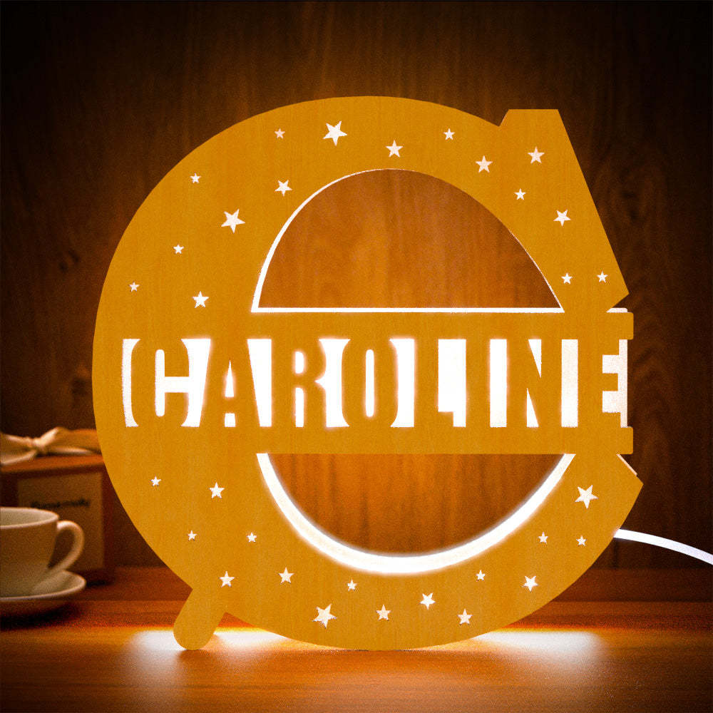 Personalized Initial Name Wooden Night Light Custom Letter Lamp Room Decor - soufeelmy