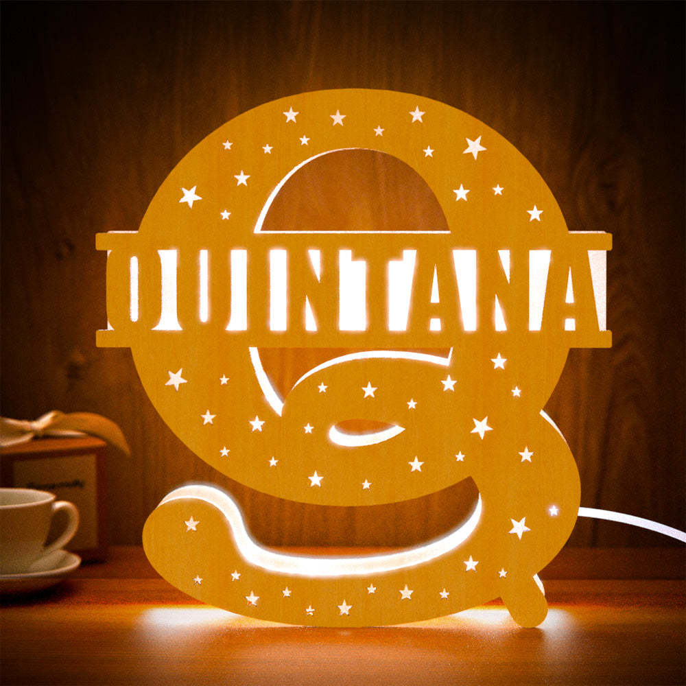 Personalized Initial Name Wooden Night Light Custom Letter Lamp Room Decor - soufeelmy
