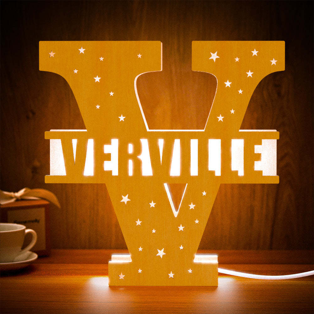 Personalized Initial Name Wooden Night Light Custom Letter Lamp Room Decor - soufeelmy