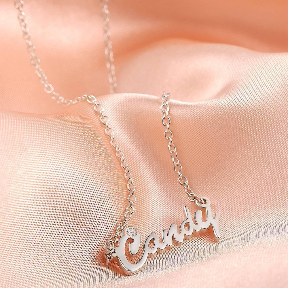 0.02ct Diamond Name Necklace Silver - soufeelus