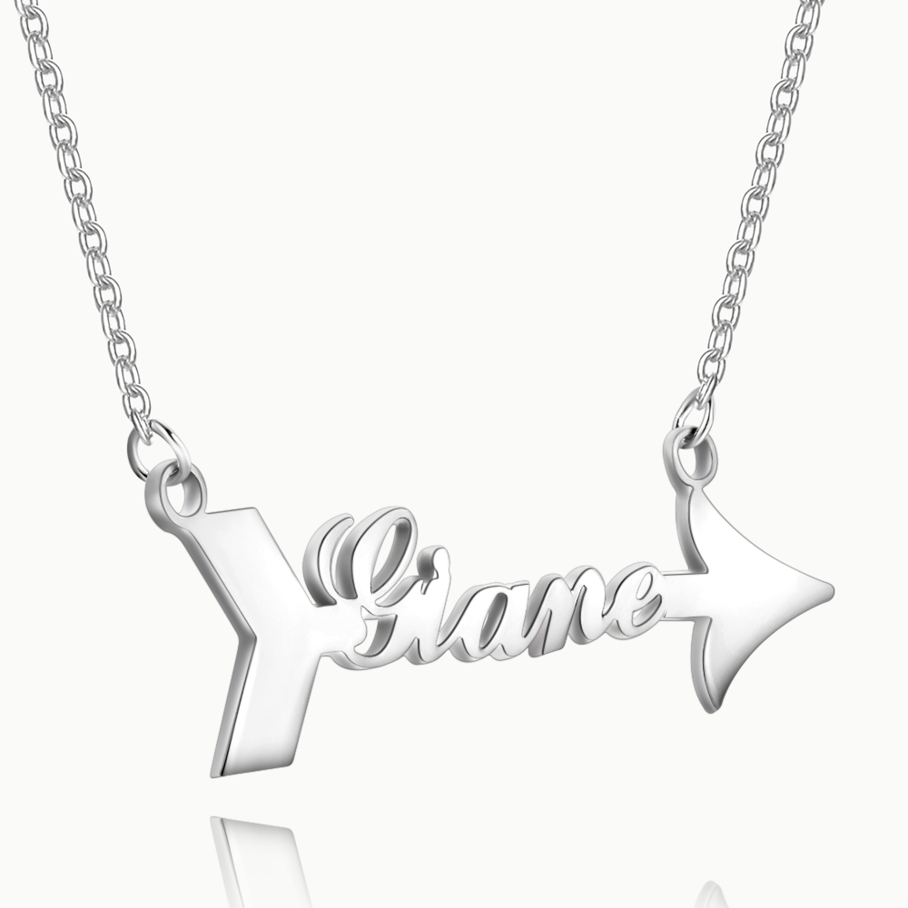 Personalized Arrow Name Necklace Silver - 