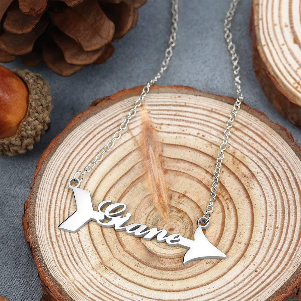 Personalized Arrow Name Necklace Silver -