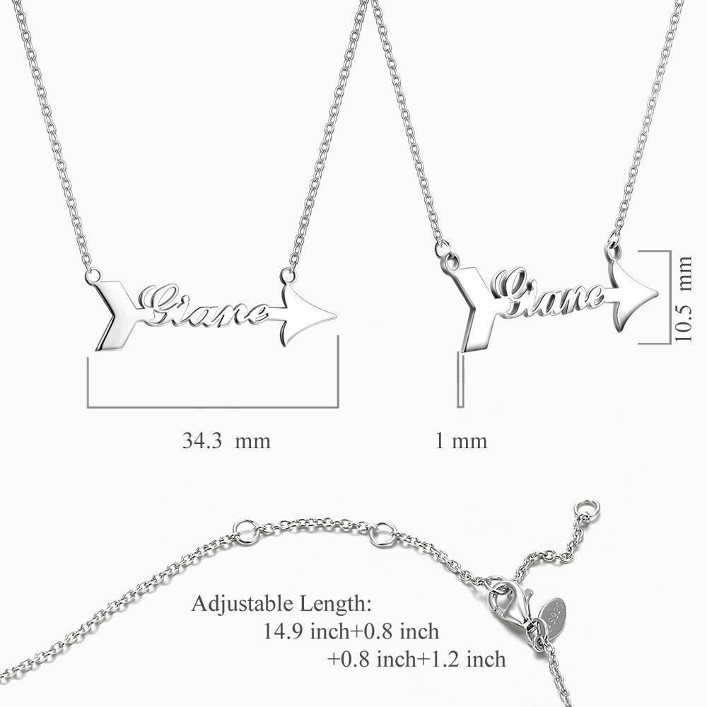Personalized Arrow Name Necklace Silver -