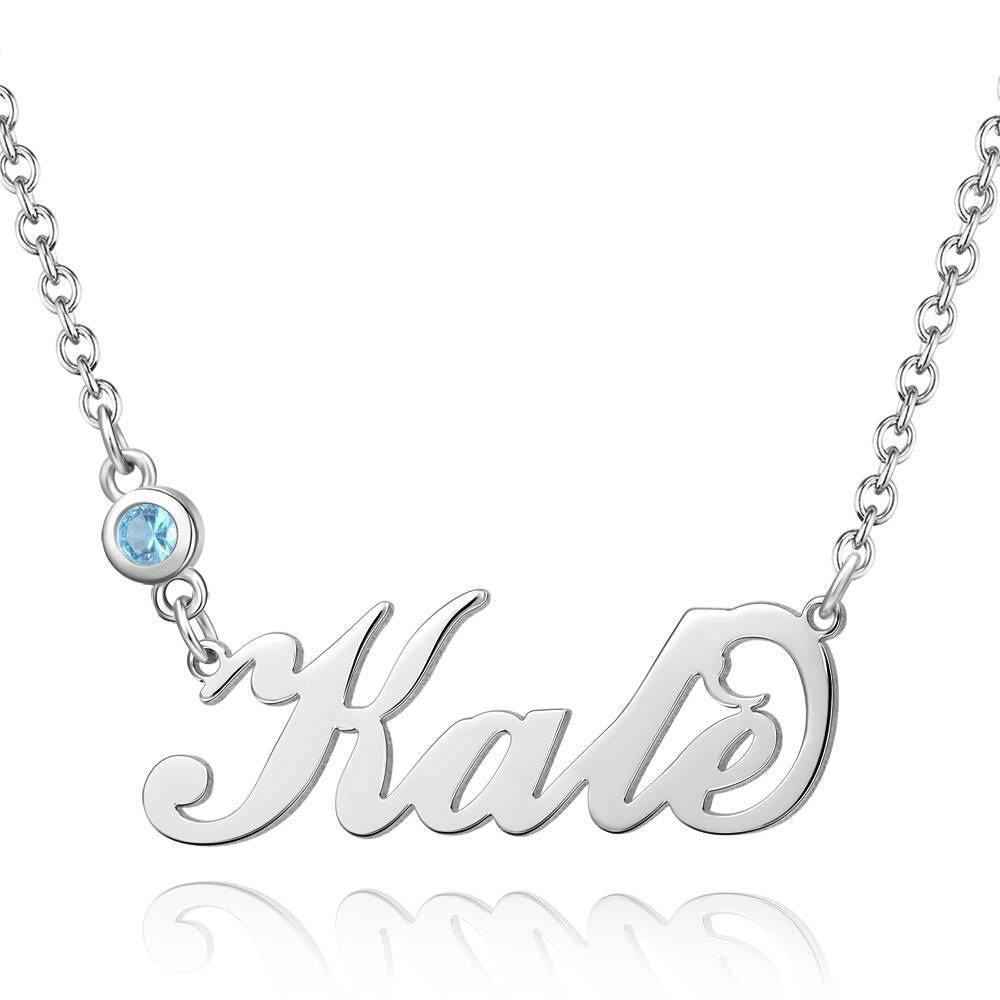 Personalized Birthstone Name Necklace 14k Gold Plated Silver - 