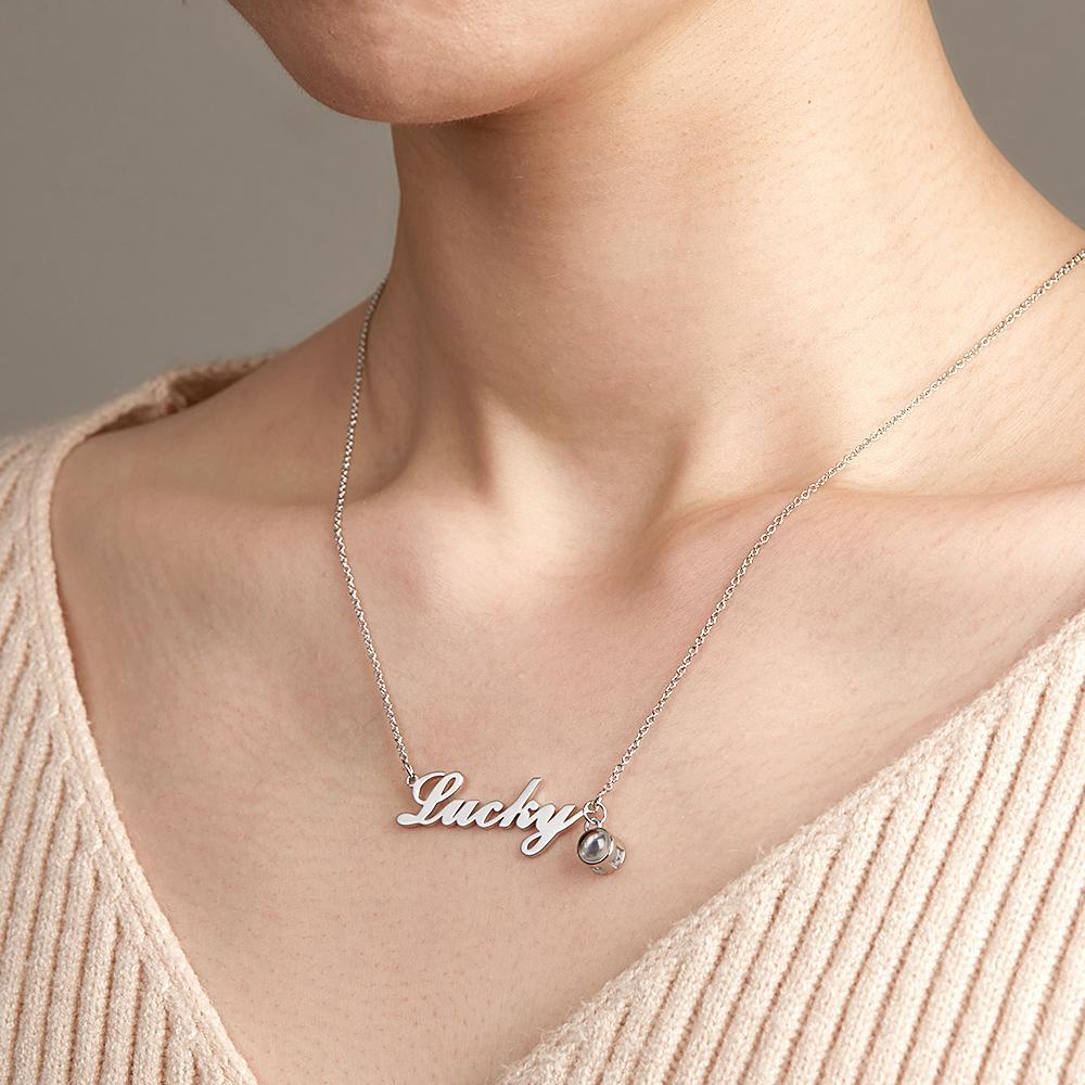 Custom Signature Lucky Name And Picture Projection Necklace Great Gift - soufeelmy