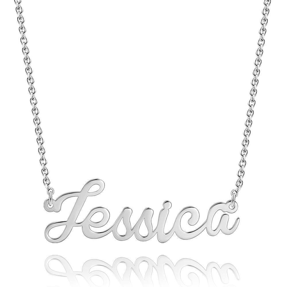 Personalized Cursive Name Necklace Silver - 