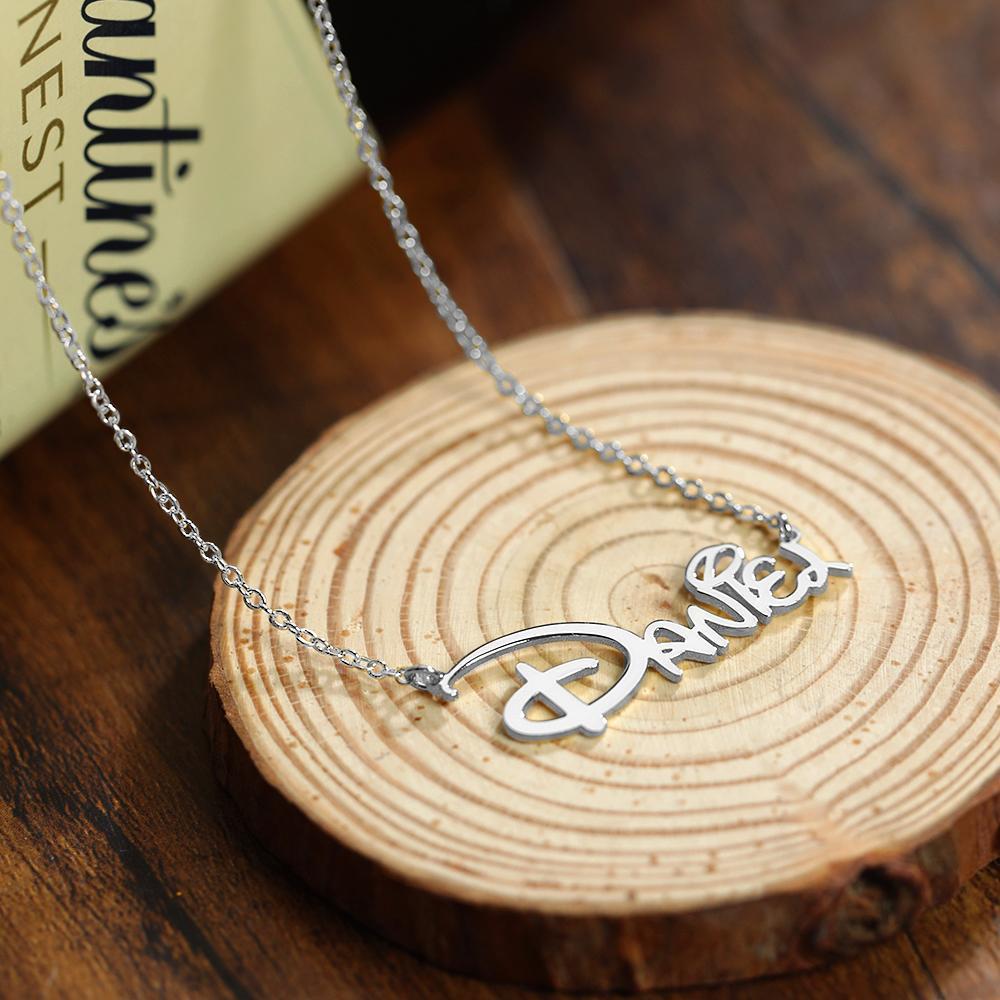 Name Necklace, Special Font Custom Name Necklace Name Gift Silver