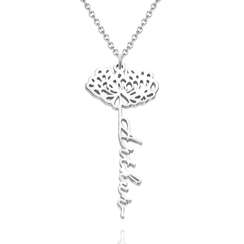 Custom Engraved Necklace Rose Shape Memorial Gift-Gold - soufeelus