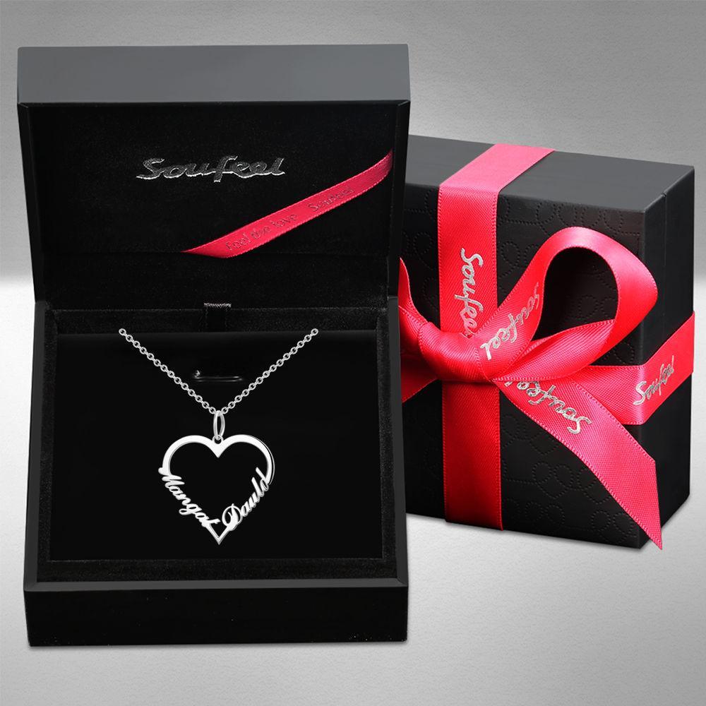 Personalized Heart Two Name Necklace Silver - 