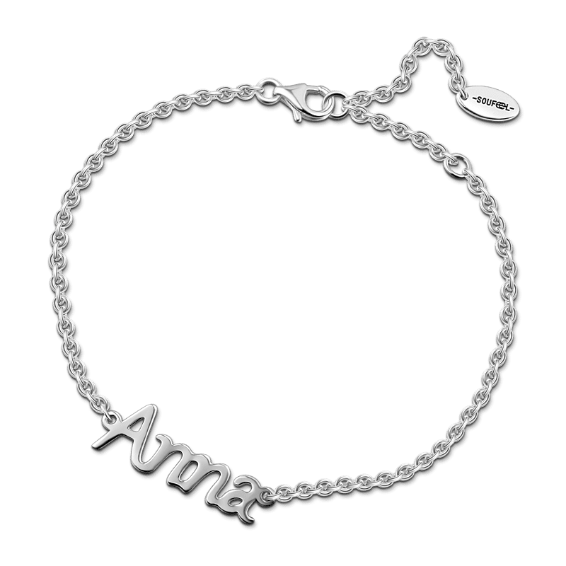 Personalized Name Bracelet 14k Gold Plated Silver - Length Adjustable - 