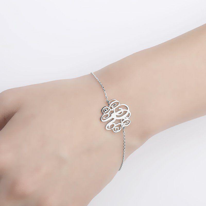 Monogram Bracelet Silver - Length Adjustable - soufeelus