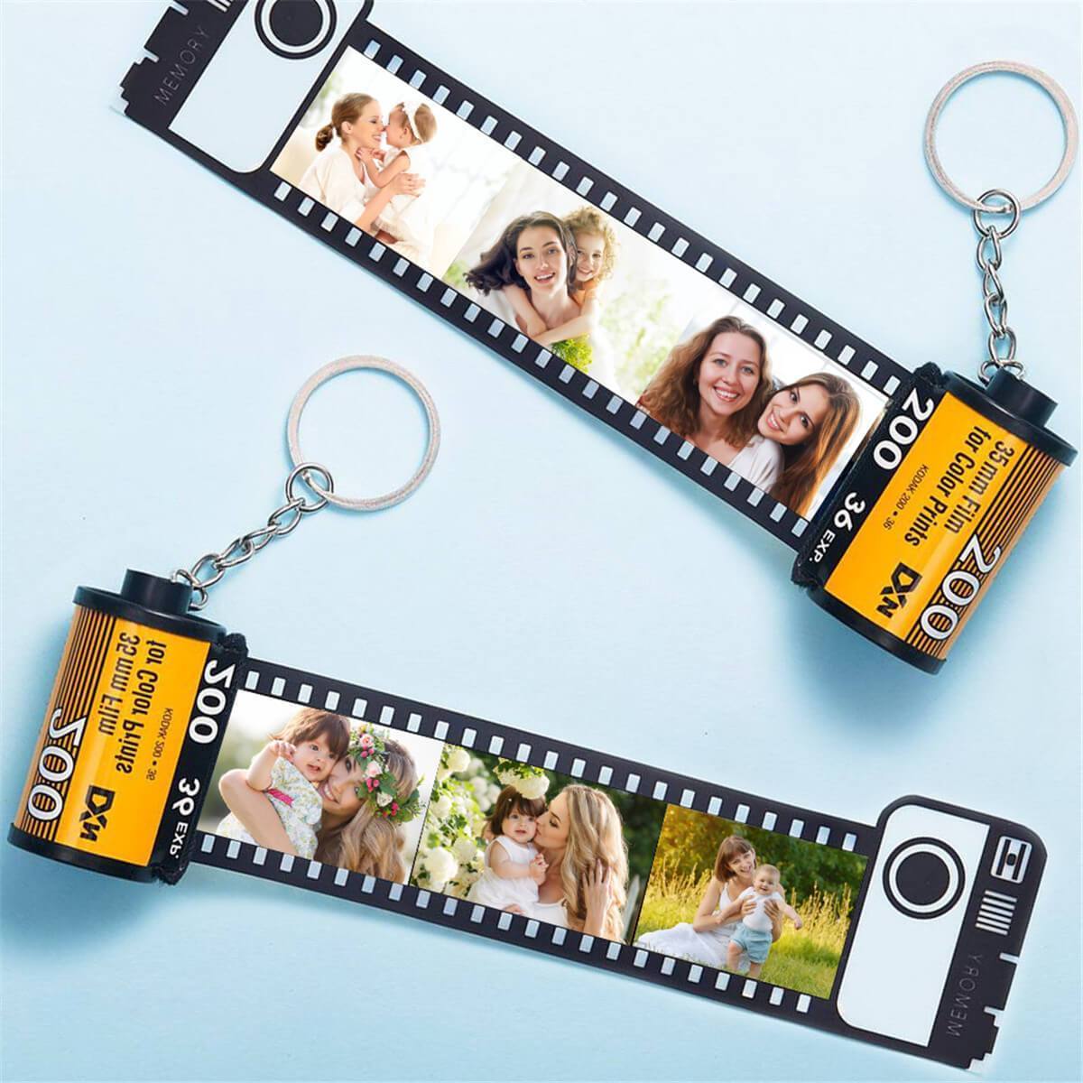5 Pics Custom Photo Camera Roll Keychain with Pictures Customized Photo Gifts for Family