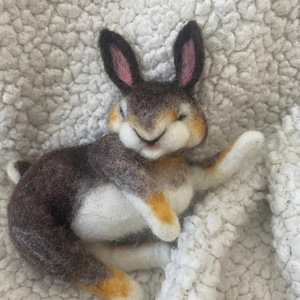 Custom Needle Felted Hare, Personalized Rabbit Gift, Finished Product with Free Gift Box - soufeelmy