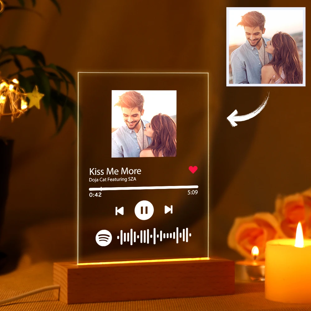 Custom Spotify Glass Music Plaque Night Light Spotify Code Lamp - 