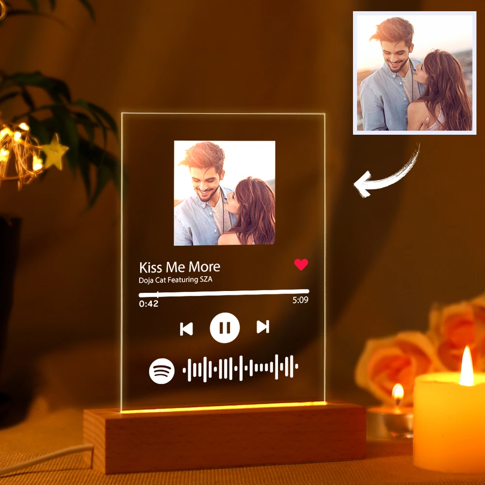 Scannable Custom Spotify Code Lamp Acrylic Music Plaque Night Light Romantic Gift - 