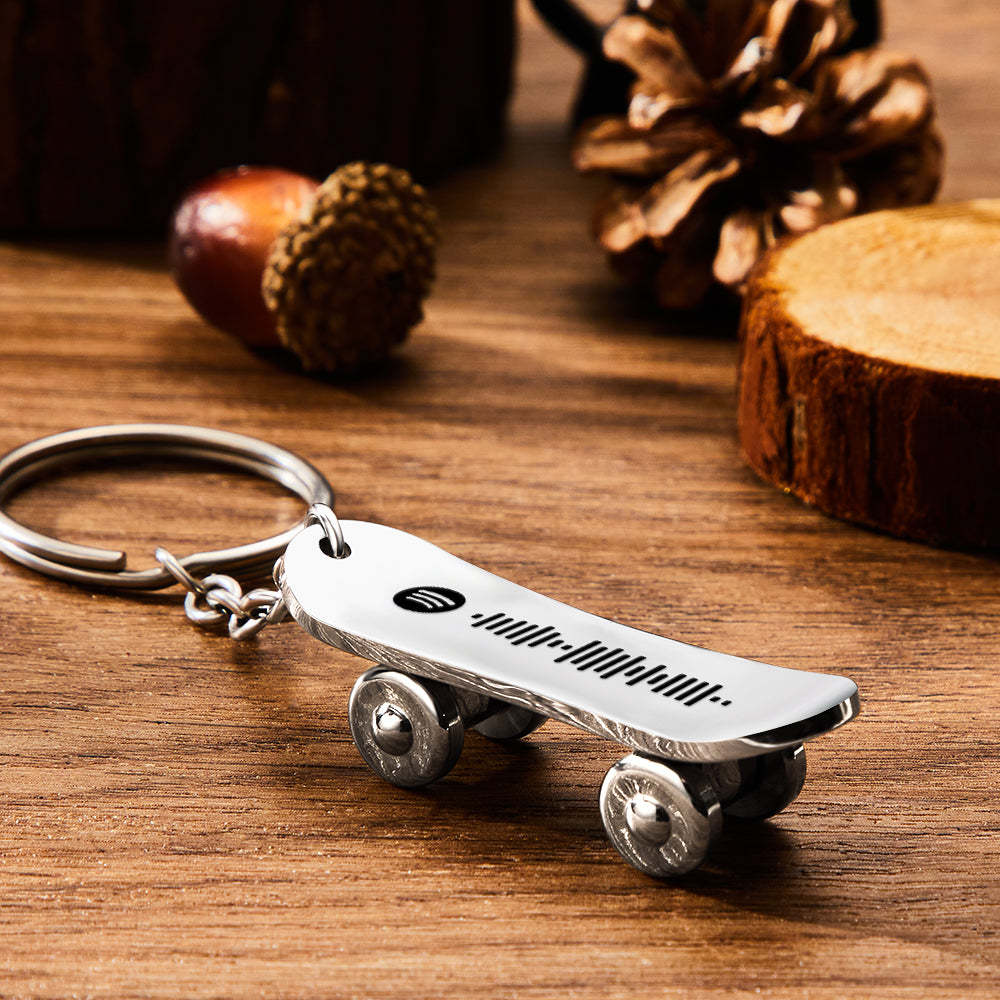 Custom Skateboard Keychain Spotify Code Keyring - 