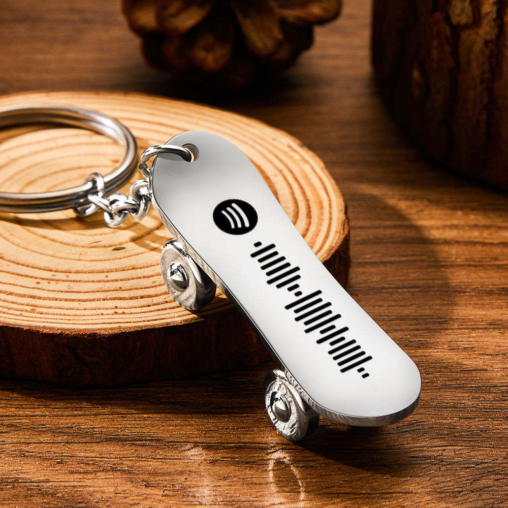 Custom Skateboard Keychain Spotify Code Keyring - 