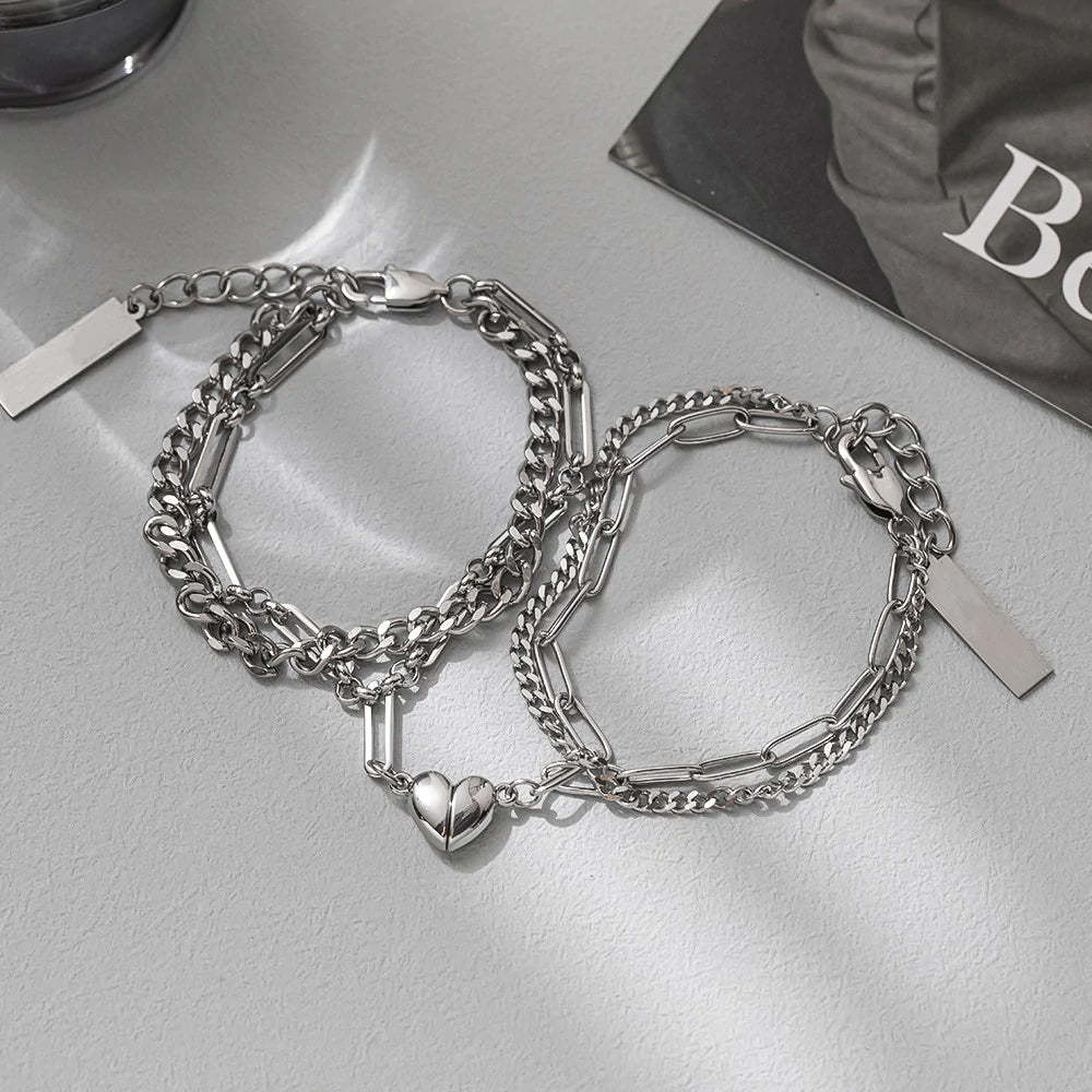 Magnetic Couple Bracelet Set Double Layer Design Valentine's Day Gift for Couples - soufeelau