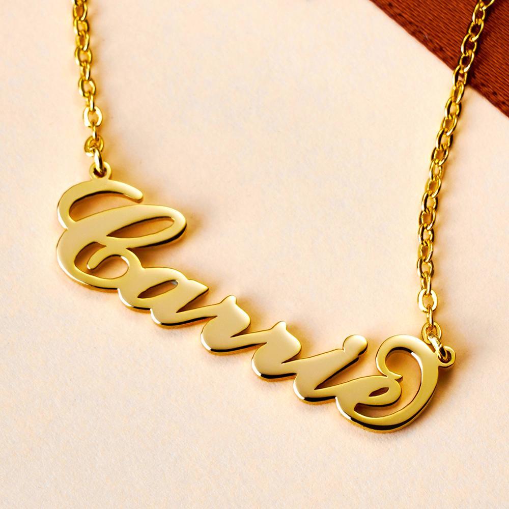 Carrie Style Name Necklace Black Gold Plated Silver - soufeelau