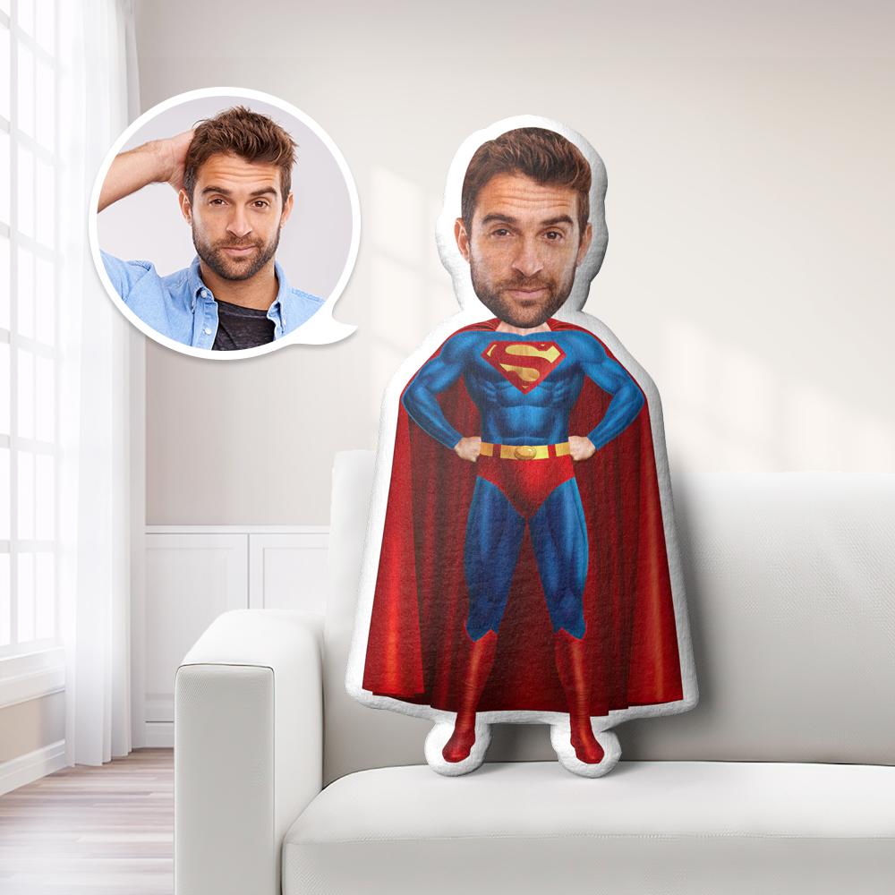 Custom Photo Doll Superman Face Doll Throw Pillow AR View Gift - soufeelau