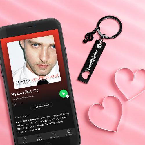 Custom Spotify Code Scannable Music Keychain with Note Black - soufeelau