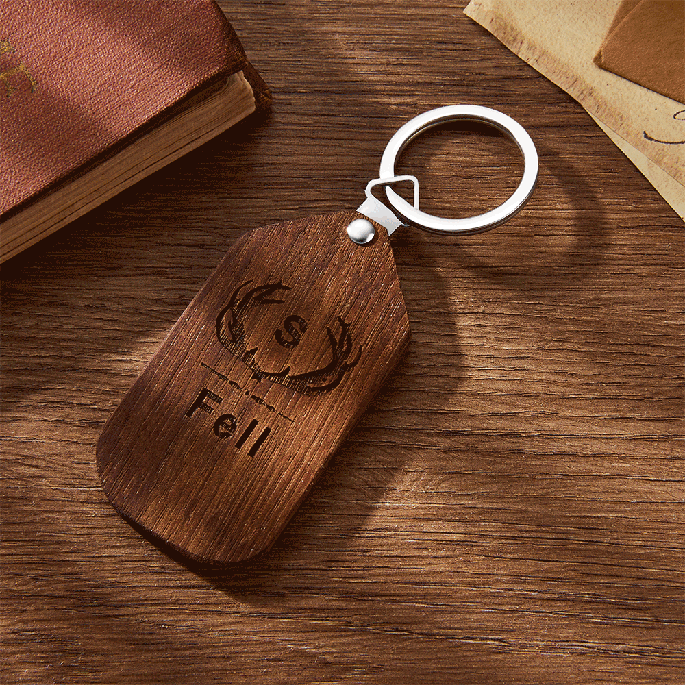 Custom Photo Engraved Keychain Wood Keychain Memorial Gift for Couple - soufeelau