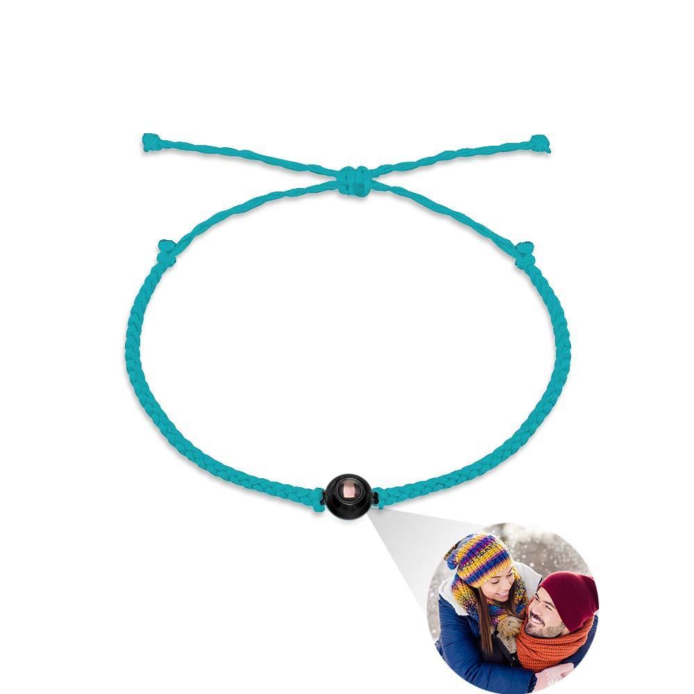 Custom Photo Projection Bracelet Braided Blue Rope Bracelet Best Gift For Lovers - soufeelau