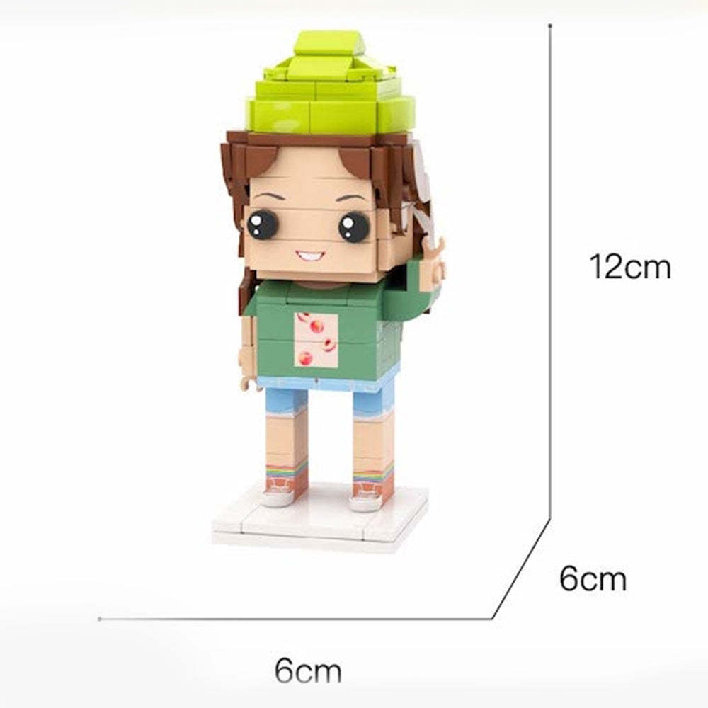 Customized Head Girl Figures Small Particle Block Toy Customizable 1 Girl Brick Art Gifts - soufeelau