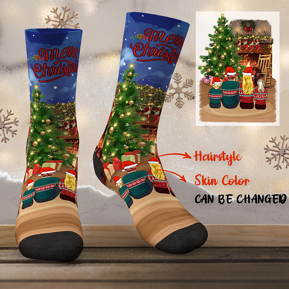 Christmas Family Cartoon Personalized Socks